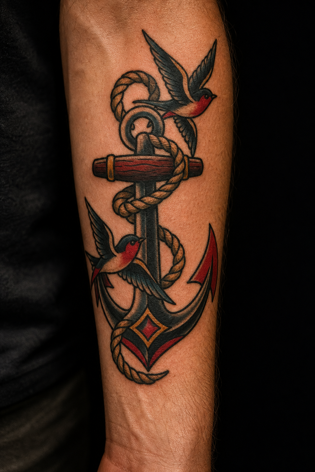 American Traditional anchor tattoo