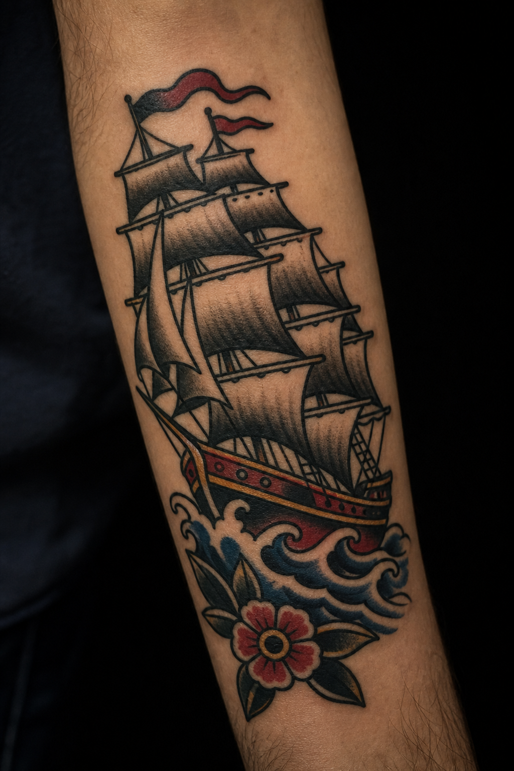 Sailor Jerry ship tattoo